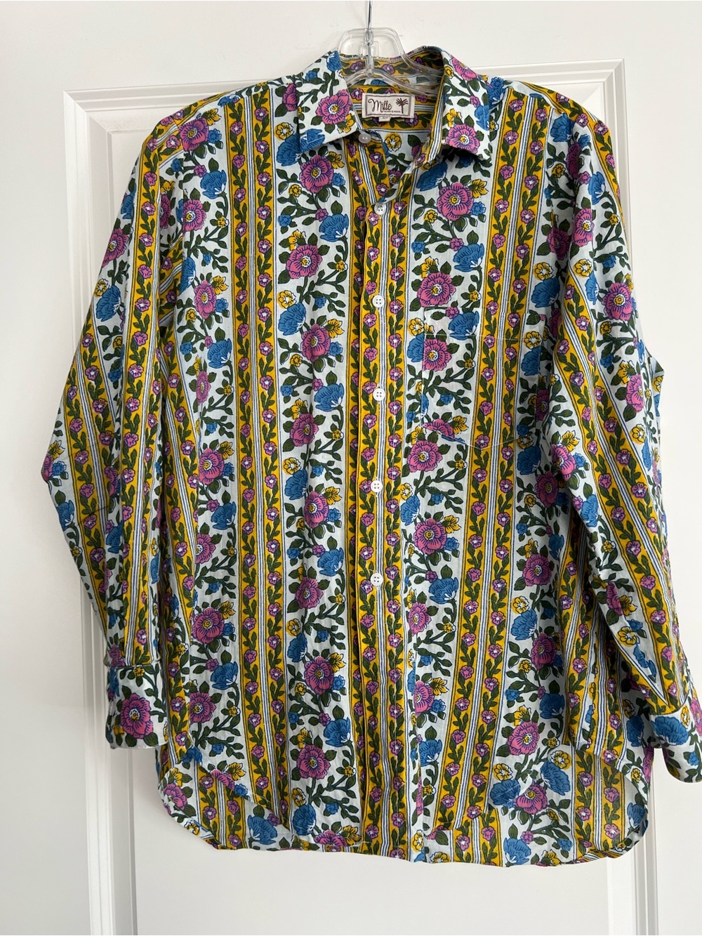 Mille Floral Stripe Button-Down Shirt - Multi